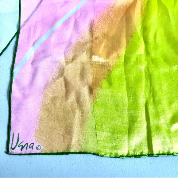Vintage Scarf by Vera Pink, Green, Orange Wave Rectangle Scarf - Picture 3 of 6